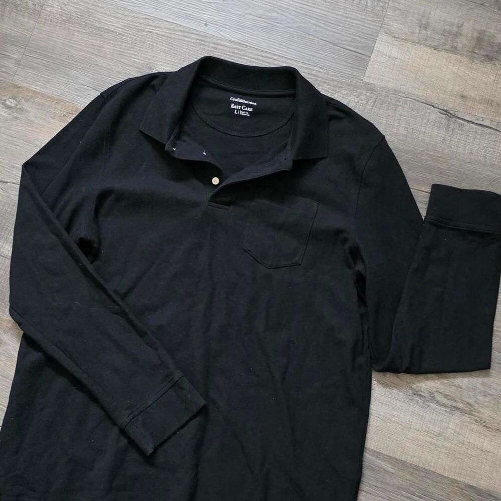 Croft & Barrow Easy Care Men's Black Long Sleeve Polo Shirt, Size Large